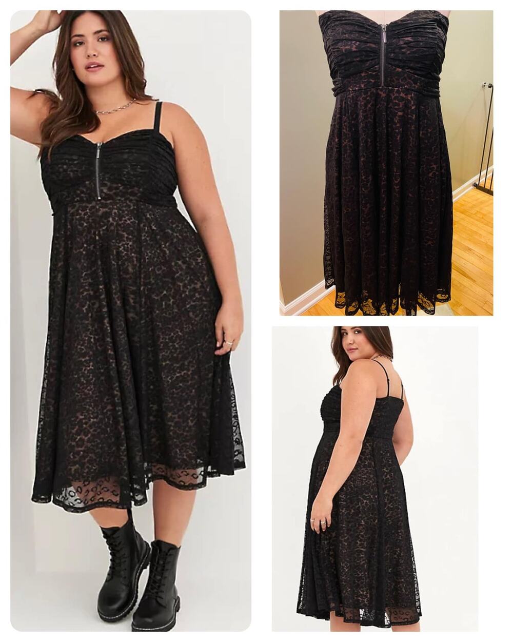 Torrid 18 Betsey Johnson Sweetheart Black Tulle Leopard Print Midi Dress New